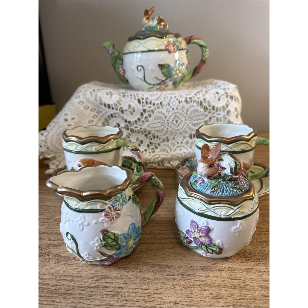 Vintage WGM Rabbit Garden Party Tea Set 9 Pieces
